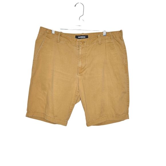 Express Classic At The Knee Khaki Chino 10" Inseam Shorts Mens SZ 36 100% Cotton - Picture 1 of 4